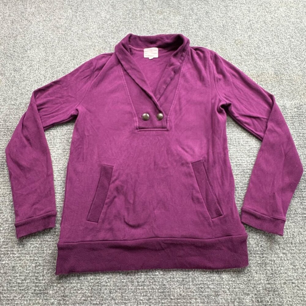 Banana Republic Sweater Women's‎ M Purple Double Button Knit Pockets Preppy Cozy